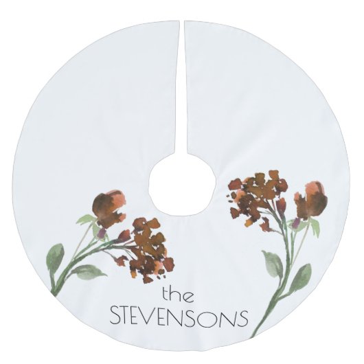 Wildblüte | Terracotta Orange Bohemisch Polyester Weihnachtsbaumdecke (Vorderseite)