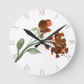 Wildblüte | Terracotta Orange Bohemische Blume Runde Wanduhr (Vorderseite)