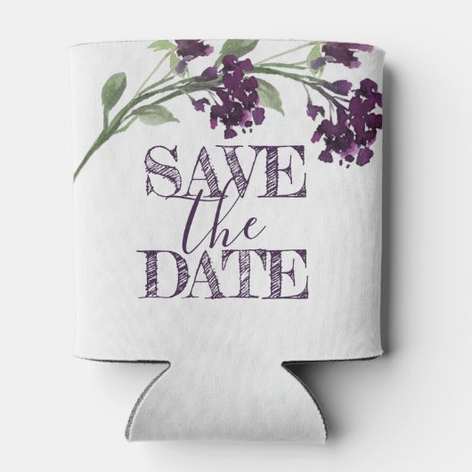 Wildblüte | Tief Lila Save the Date Bohemisch Dosenkühler (Rückseite)