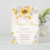 Wildblütenbaby in blühender Babydusche Einladung (Stehend Vorderseite)