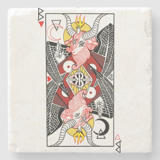 WILDCARDXFAUST Baphomet MarmorUntersetzer Steinuntersetzer (Vorderseite)