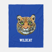 Wildcat & Calligraphy on Blue Fleecedecke (Vorderseite)