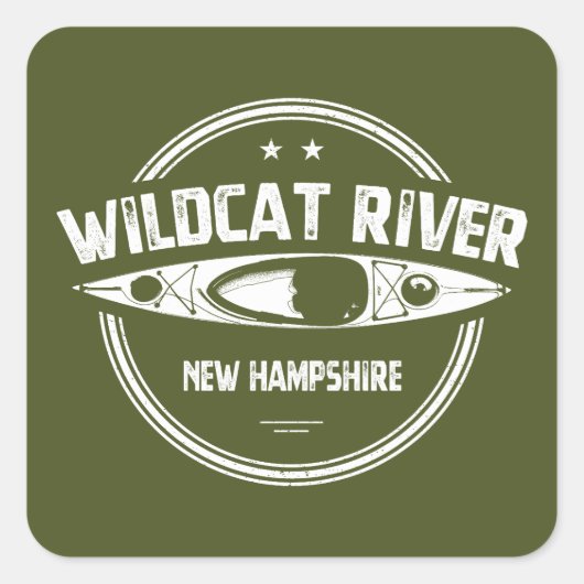 Wildcat River New Hampshire Kayak Quadratischer Aufkleber (Vorderseite)