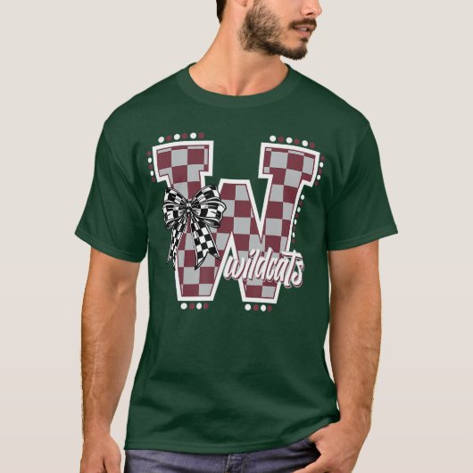 Wildcats Checkered Maroon Wildcat Pride School Spi T-Shirt (Vorderseite)