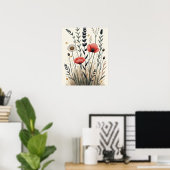 Wildcrafted Harmony – Boho Botanical Line Art Poster (Heimbüro)