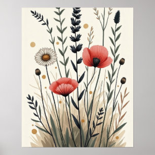 Wildcrafted Harmony – Boho Botanische Line Art Poster