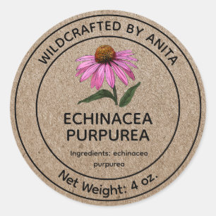 Wildcrafts Echinacea Purpurea Lila Coneflower Runder Aufkleber