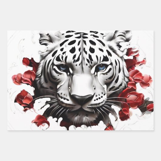 Wilddesign Weißes Tiger Geschenkpapier Set (Vorderseite 2)