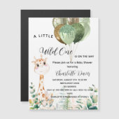 Wilde 1 Baby Dusche Giraffe Dschungel Luxus Magneteinladung (Vorne/Hinten)