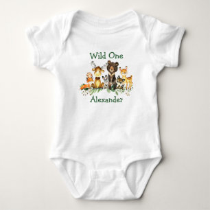 Wilde 1. Geburtstag Waldtiere Baby Strampler