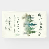 Wilde 1. Geburtstag Wasserfarben Waldtiere Banner (Horizontal)