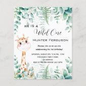 Wilde 1. Geburtstagsgiraffe Einladung (Vorderseite)