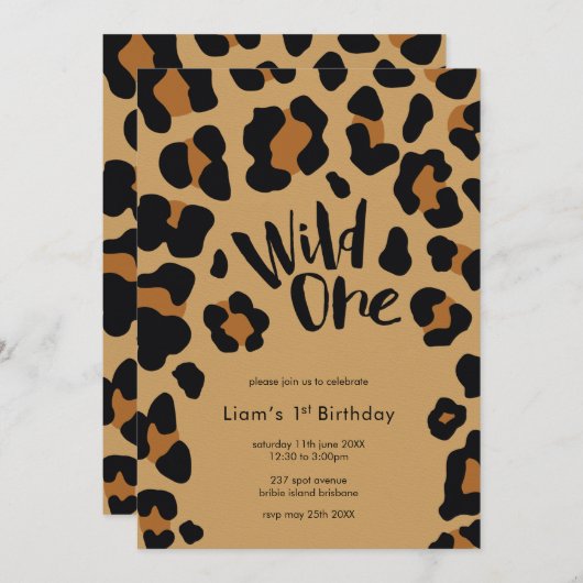 Wilde 1. Geburtstagsparty Einladung (Vorne/Hinten)