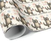 Wilde, aber freie Feuerwerke Wilde Raccoon 4. Juli Geschenkpapier (Rolleneckpunkt)