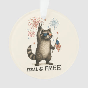 Wilde, aber freie Feuerwerke Wilde Raccoon 4. Juli Ornament