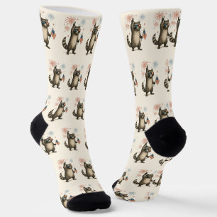 Wilde, aber freie Feuerwerke Wilde Raccoon 4. Juli Socken