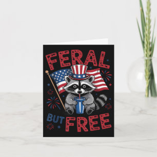 Wilde aber freie lustige Raccoon 4. Juli Patriotic Karte