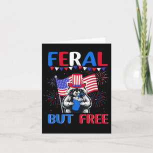 Wilde, aber freie Raccoon 4. Juli US-Flagge Feuerw Karte