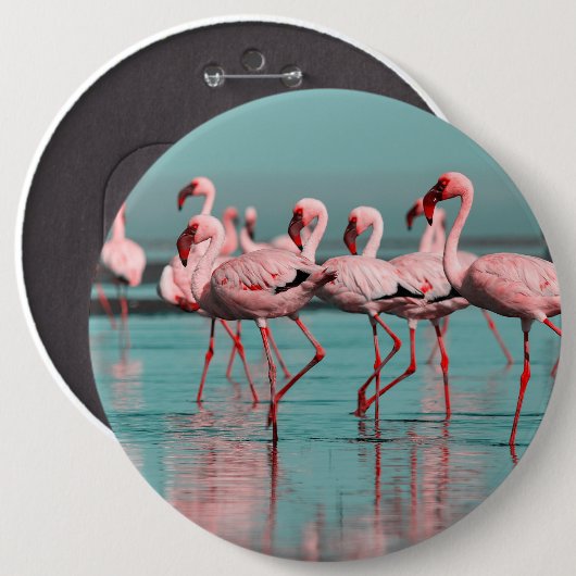 Wilde afrikanische Flamingos Button (Vorne & Hinten)