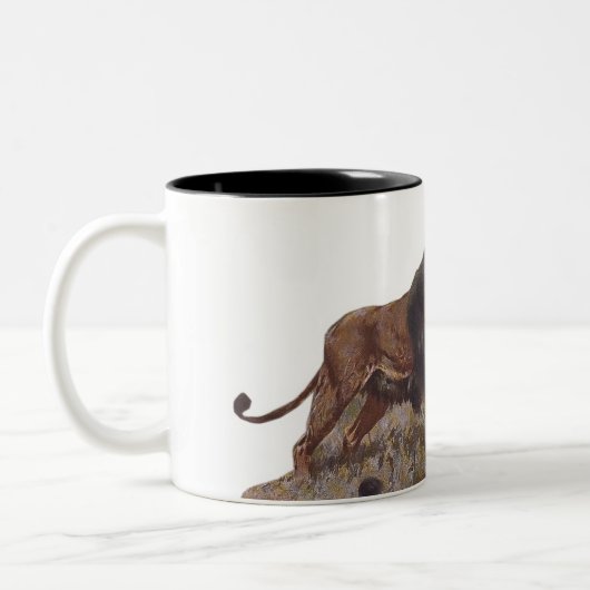 Wilde afrikanische Katzen Löwen und Löwen Zweifarbige Tasse (Links)