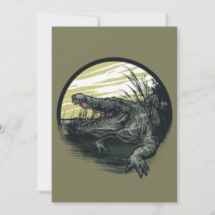 Wilde Alligator-Sumpf-Illustrationskunst Feiertagskarte