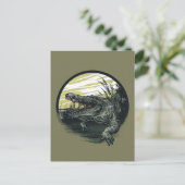 Wilde Alligator-Sumpf-Illustrationskunst Postkarte (Stehend Vorderseite)