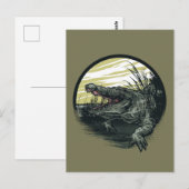 Wilde Alligator-Sumpf-Illustrationskunst Postkarte (Vorne/Hinten)