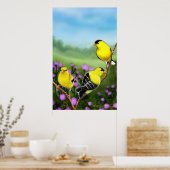 Wilde amerikanische Goldfinches Print Poster (Küche)