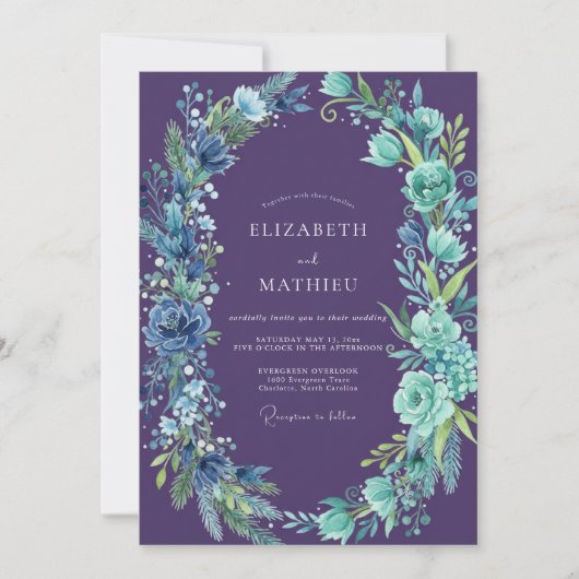 Wilde Amethyst-Cyanthe Hochzeit Einladung (Vorderseite)