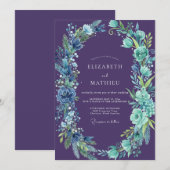 Wilde Amethyst-Cyanthe Hochzeit Einladung (Vorne/Hinten)
