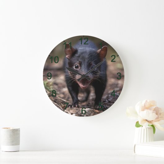 Wilde Anfänge: Der junge Tasmanische Teufel Große Wanduhr (Zuhause)