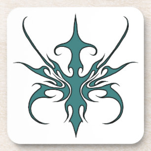 Wilde Aquamarin-Tribal-Linienkunst-Illustration Getränkeuntersetzer