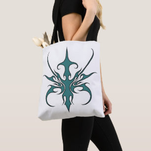 Wilde Aquamarin-Tribal-Linienkunst-Illustration Tasche