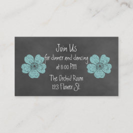 Wilde Aquamarine Rose Chalkboard Empfang Cards Begleitkarte