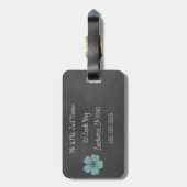 Wilde Aquamarine Rose Chalkboard Gepäckanhänger (Rückseite vertikal)