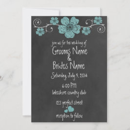 Wilde Aquamarine Rose Chalkboard Hochzeit Einladun Einladung