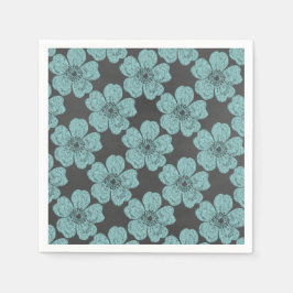 Wilde Aquamarine Rose Chalkboard Serviette