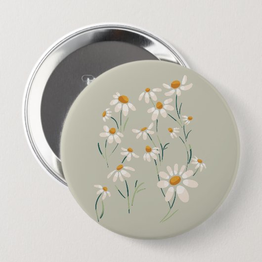Wilde Ästhetik Chamomile Delikate Blume Button (Vorne & Hinten)