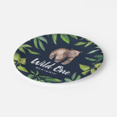 Wilde Bären Erster Geburtstag | Marine Pappteller (Schrägansicht)