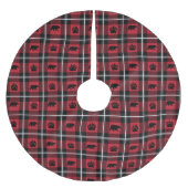 Wilde Bärenpaws Schwarz-Weiß-Flanell Kariert Polyester Weihnachtsbaumdecke (Vorderseite)