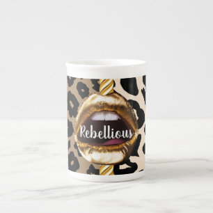 Wilde benutzerdefinierte goldene Lippen Geschenk D Porzellantasse