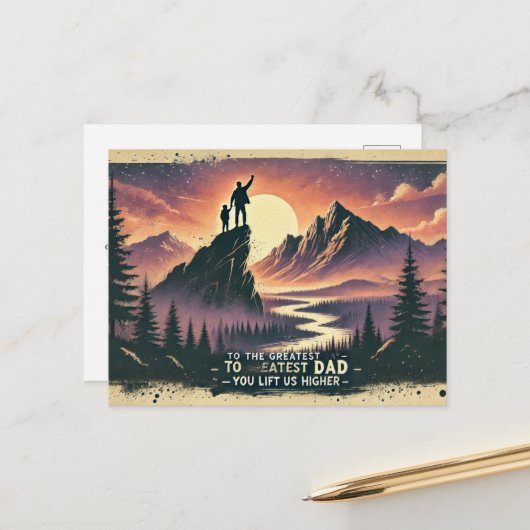 wilde Berglandschaft für den Vatertag Postkarte (Vorderseite/Rückseite Beispiel)