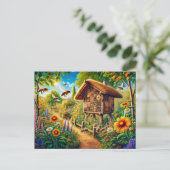 Wilde Bienen im Insekt Hotel Postkarte (Stehend Vorderseite)