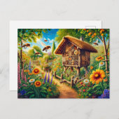 Wilde Bienen im Insekt Hotel Postkarte (Vorne/Hinten)