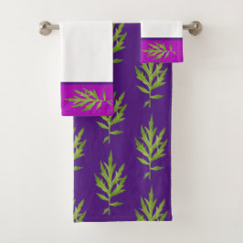 Wilde Blätter auf einem Badetuch-Set Badhandtuch Set