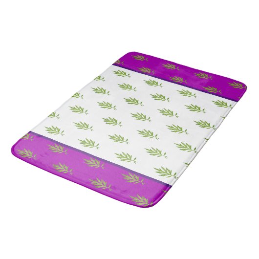 Wilde Blätter auf einem Bath Mat Badematte (Schrägansicht)