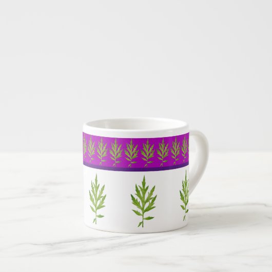 Wilde Blätter auf einer Espresso-Tasse Espressotasse (Vorderseite Rechts)