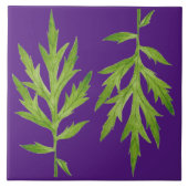 Wilde Blätter auf einer Keramik Fliese (Vorderseite)