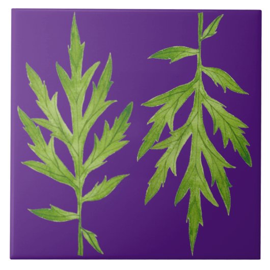 Wilde Blätter auf einer Keramik Fliese (Vorderseite)