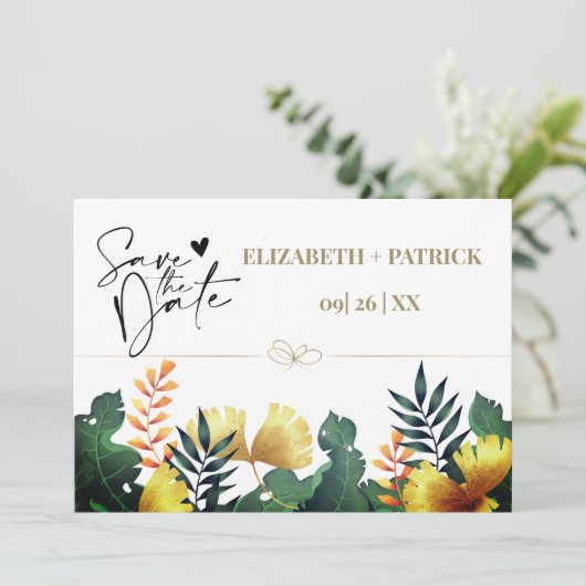 Wilde Blätter, Save the Date Einladung (Stehend Vorderseite)